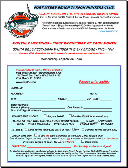 Membership Application – Fort Myers Beach Tarpon Hunters Club